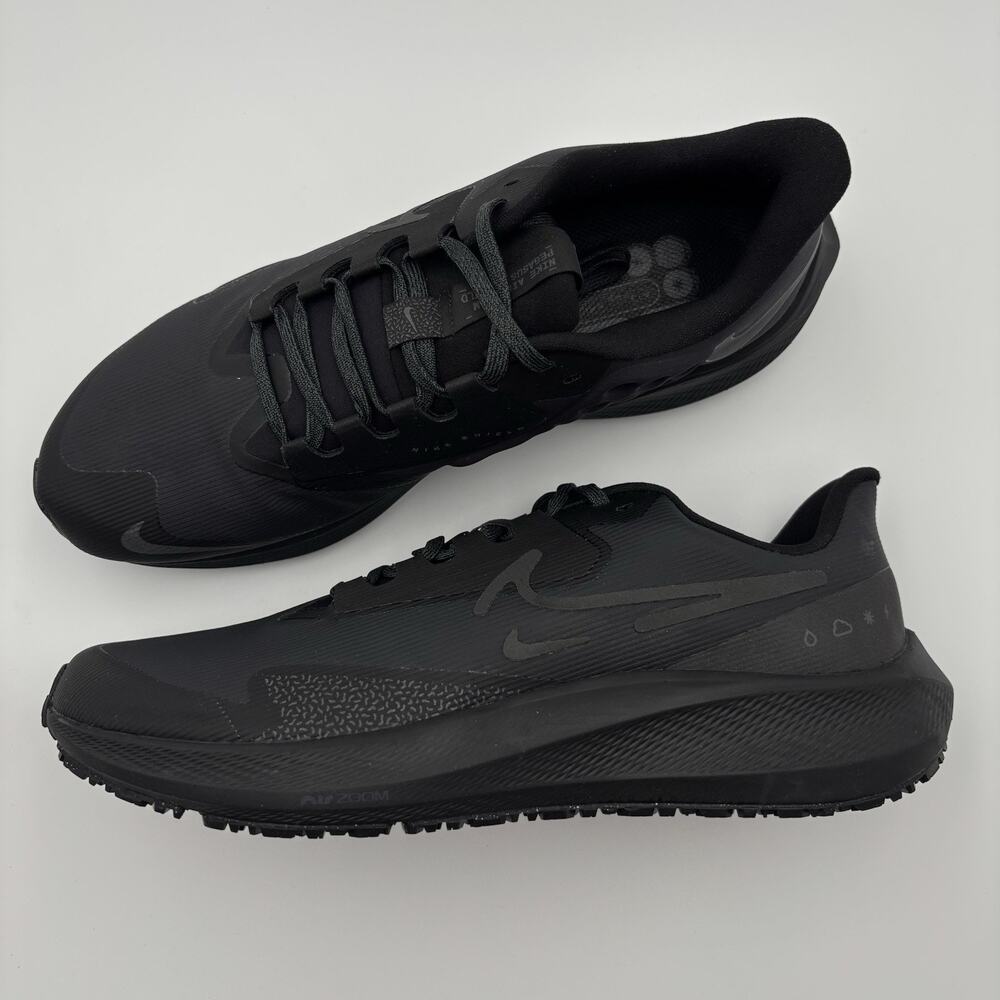 Men Nike Air Zoom Pegasus 39 Shield Low All Black Shoes size 9.5